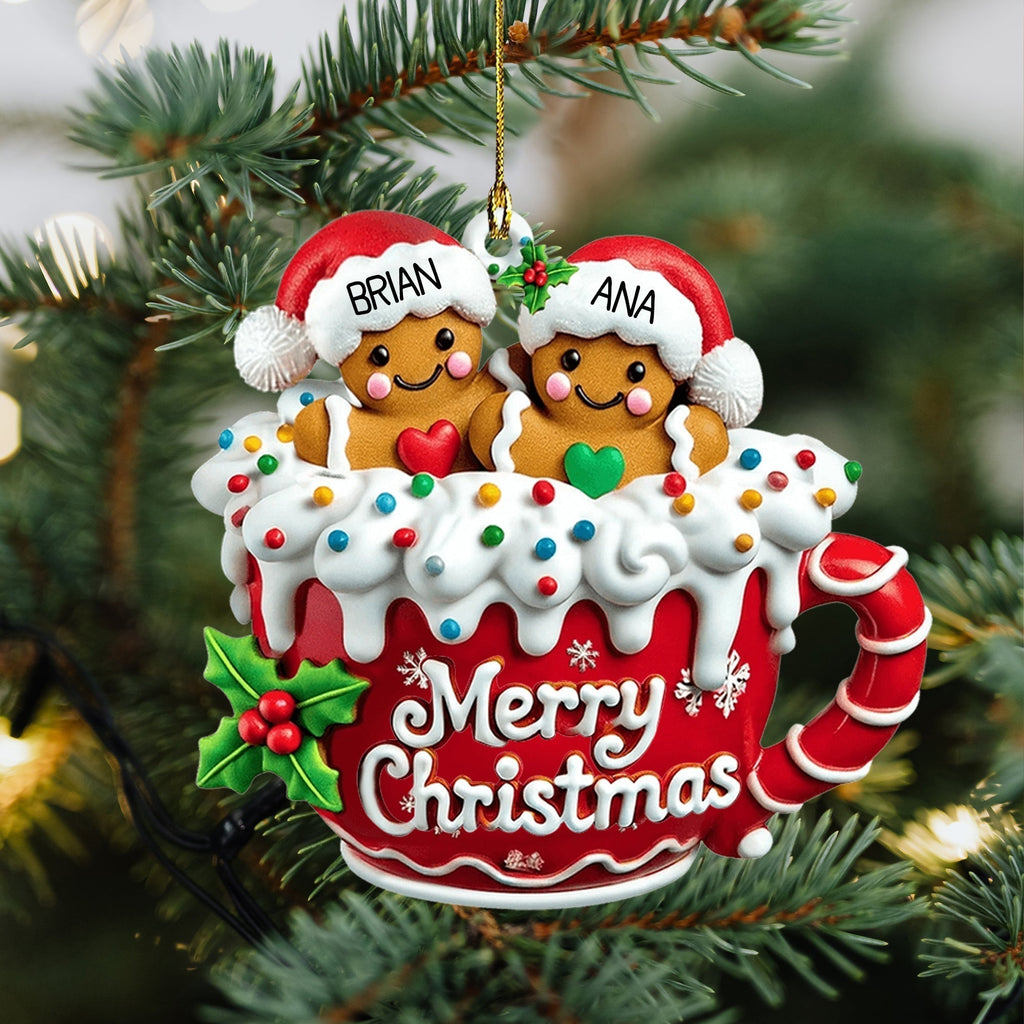 Merry Christmas - Personalized Gingerbread Family Ornament