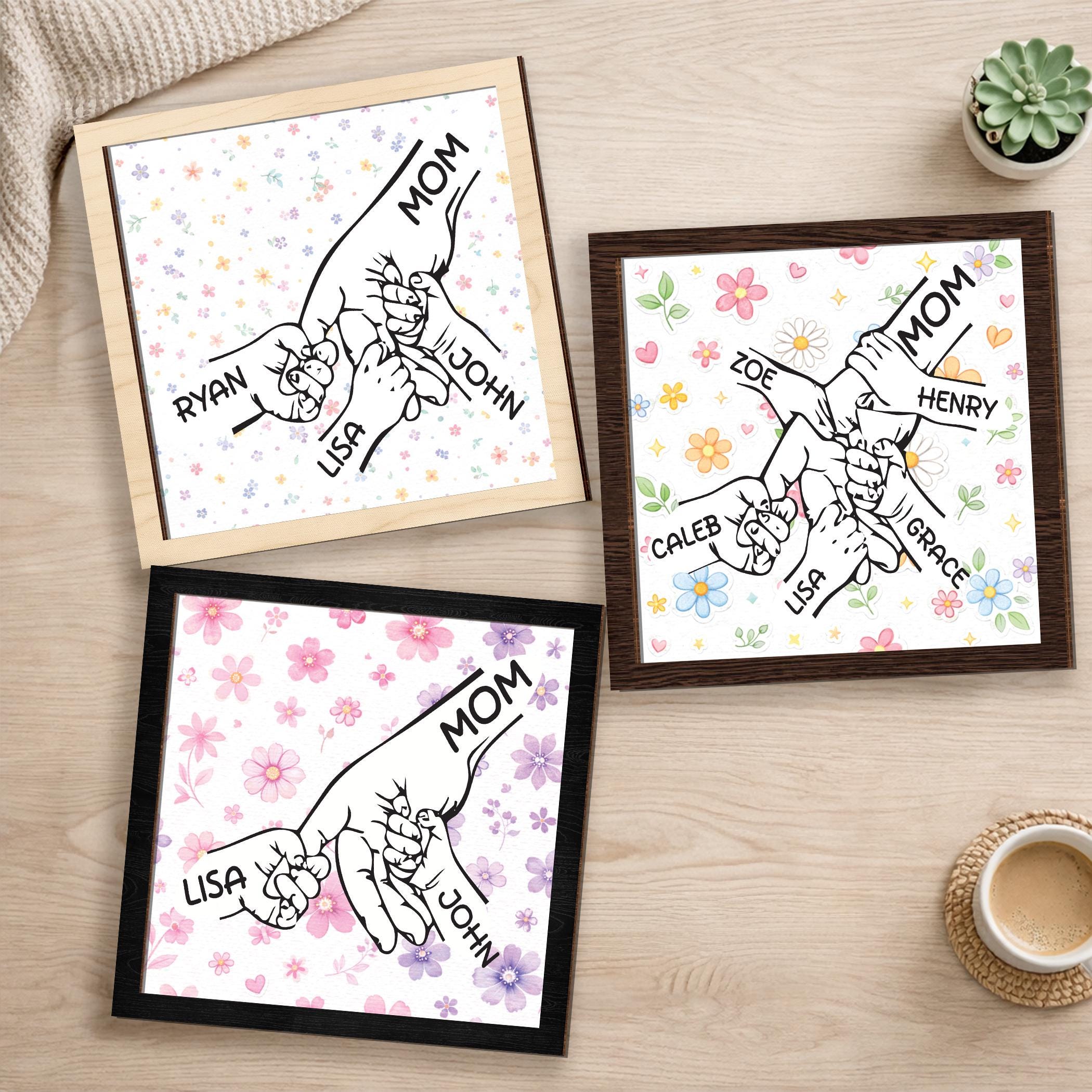 Personalized Mom Holding Kids Hands Sign