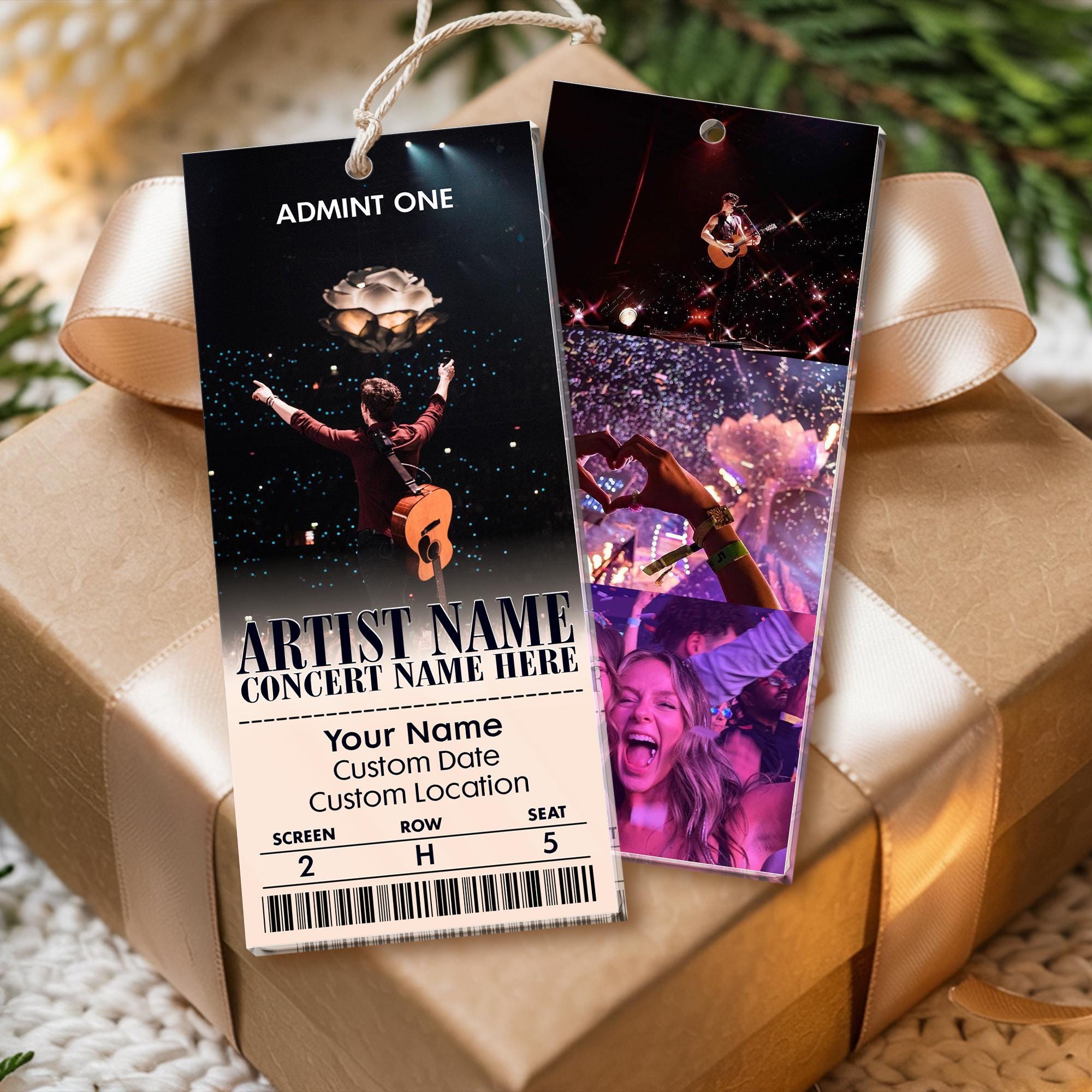 Personalized Acrylic Favorite Concert Ticket Ornament: Music Lover Gift Keepsake
