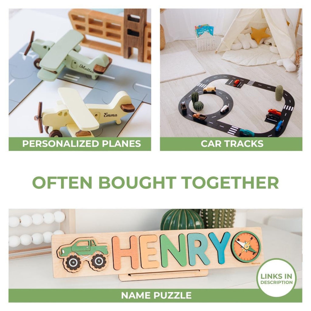 Collect Wooden Cars With Names, Sensory Toys For Toddlers, Baby Birthday Gift, Wooden Truck Toy, Personalized Gift For Kids, First Christmas