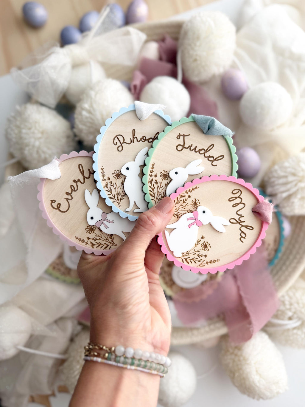 Custom easter name tags – Personalized bunny gift tag