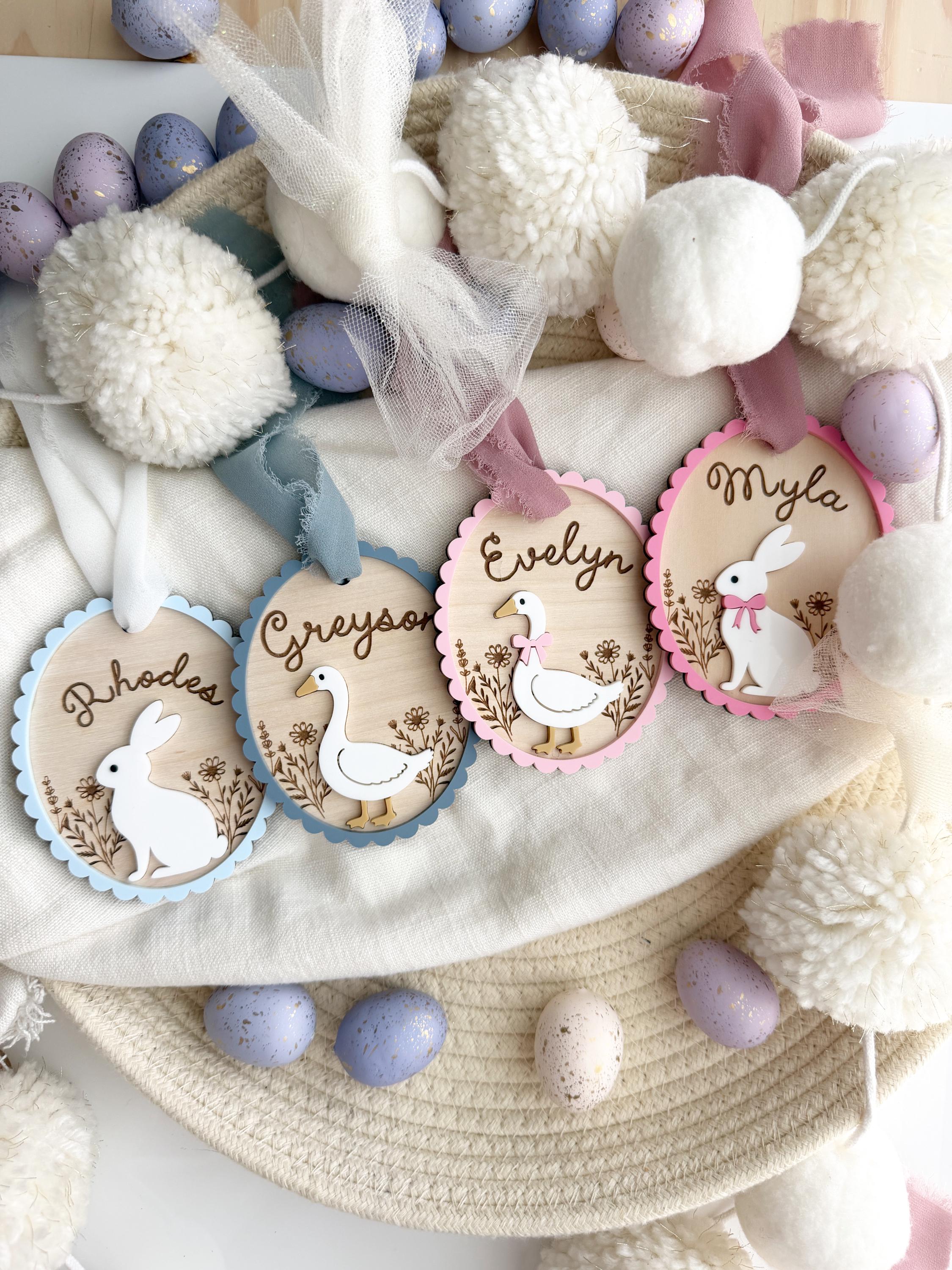 Custom easter name tags – Personalized bunny gift tag