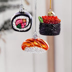 Hand-Painted Sushi Christmas Ornaments – Glass Foodie Tree Decor