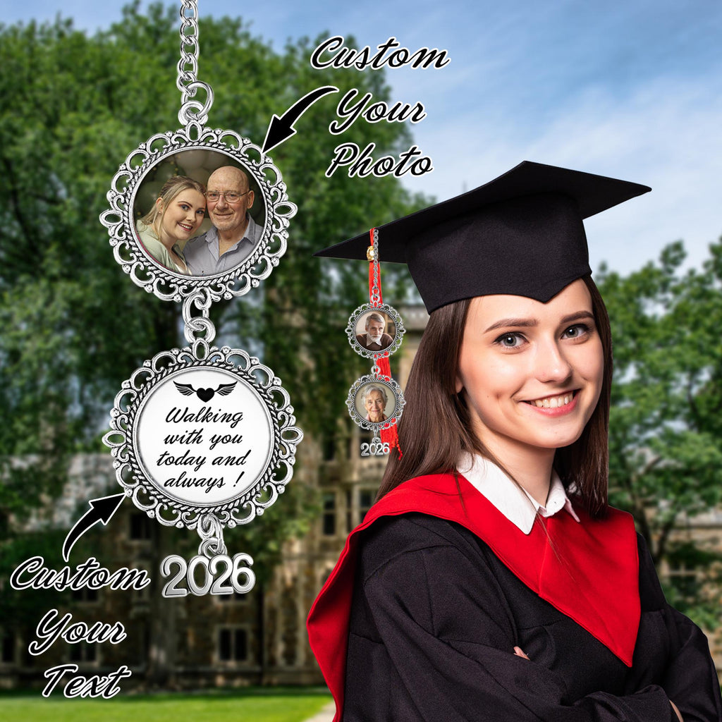 Custom Graduation Tassel With Photo Charm, Memorial Cap Ornament