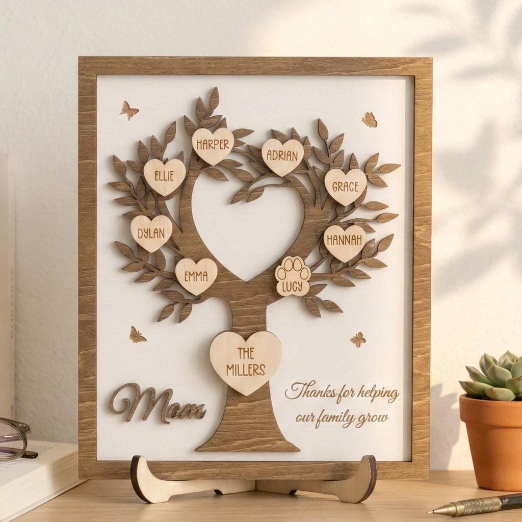 Personalized Family Tree Wood Sign for Rustic Home Decor