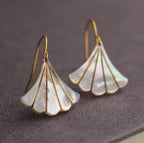 Art Deco Pearl Bridal Earrings: Gold or Silver Mother of Pearl Wedding Jewelry