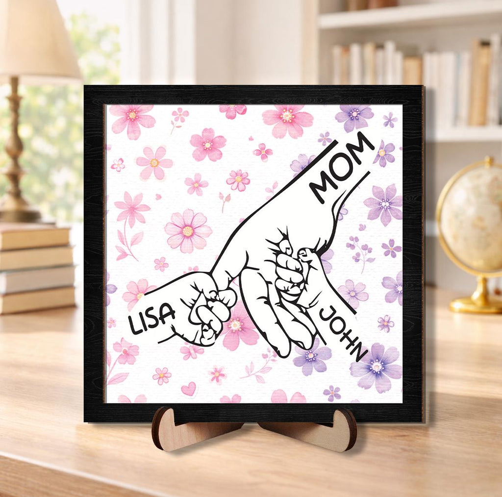 Personalized Mom Holding Kids Hands Sign