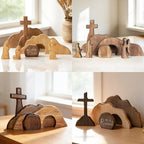 Easter Wooden Decoration Set – Empty Tomb & Cross Scene