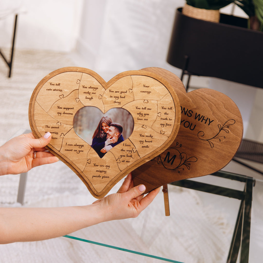 12 Reasons Why I Love You Unique Wooden Puzzle Valentine Gifts for Him Fathers Day Gift For Her Gift For Dad Wedding Gift