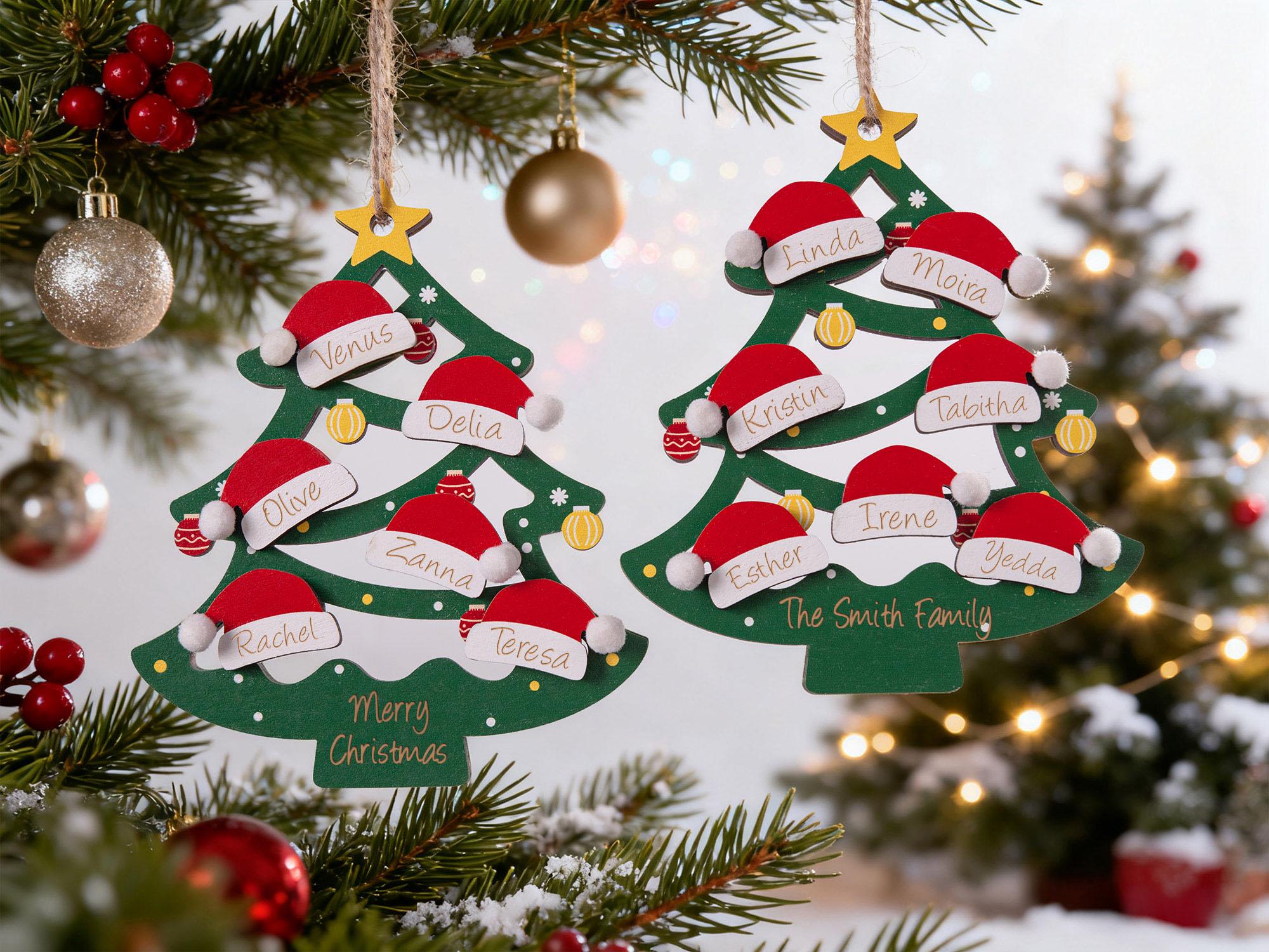 2025 Christmas Ornament, Custom Wooden Family Christmas Tree Ornament, Engraved Ornament, Family Christmas Gift
