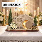 He Is Risen Empty Tomb 2D Wooden Block – Resurrection Scene Decor