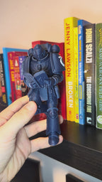 Sci-Fi Warrior Bookend – Armored Soldier Reading Figurine for Bookshelf Decor