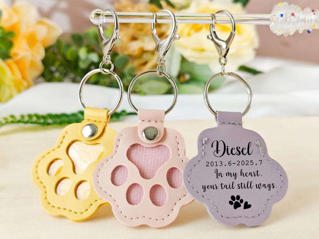 Pet Fur Keepsake Keychain,Dog Fur Keepsake Leather Pouch, Memorial Keychain for Dog,Pet Hair Storing