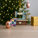 Personalized Sewing Machine Ornament, Custom Quilter Christmas Decor, Quilting Studio Decor