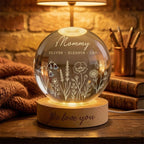 Personalized Wildflower Crystal LED Ball – Mom & Grandma Night Light