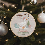 Personalized Embroidered Bear Baby's First Christmas Ornament, Custom Unique Gift for New Baby, Christmas 2025 Gift, Holiday Decor