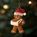 Injury Christmas 3D Glitter FLAT Ornament, Funny Gingerbread Xmas Ornament, Broken Arm Holiday Decor, What a Year 2025 Ornament Gift