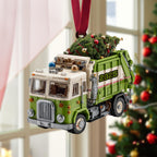 Garbage Truck Christmas Ornament, Green Sanitation Truck with Christmas Tree, Personalized Name Year, Recycling Worker Gift, Holiday 2025