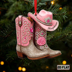 Custom 2D Flat Cowgirl Boots Acrylic Ornament, Cowgirl Christmas Ornament, Cowboy Boot Ornament, Western Ornament, CowGirl/ Cowboy Gifts