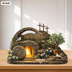 Easter He Is Risen 2D Lighted Tomb Diorama – Christian Resurrection Scene Decor