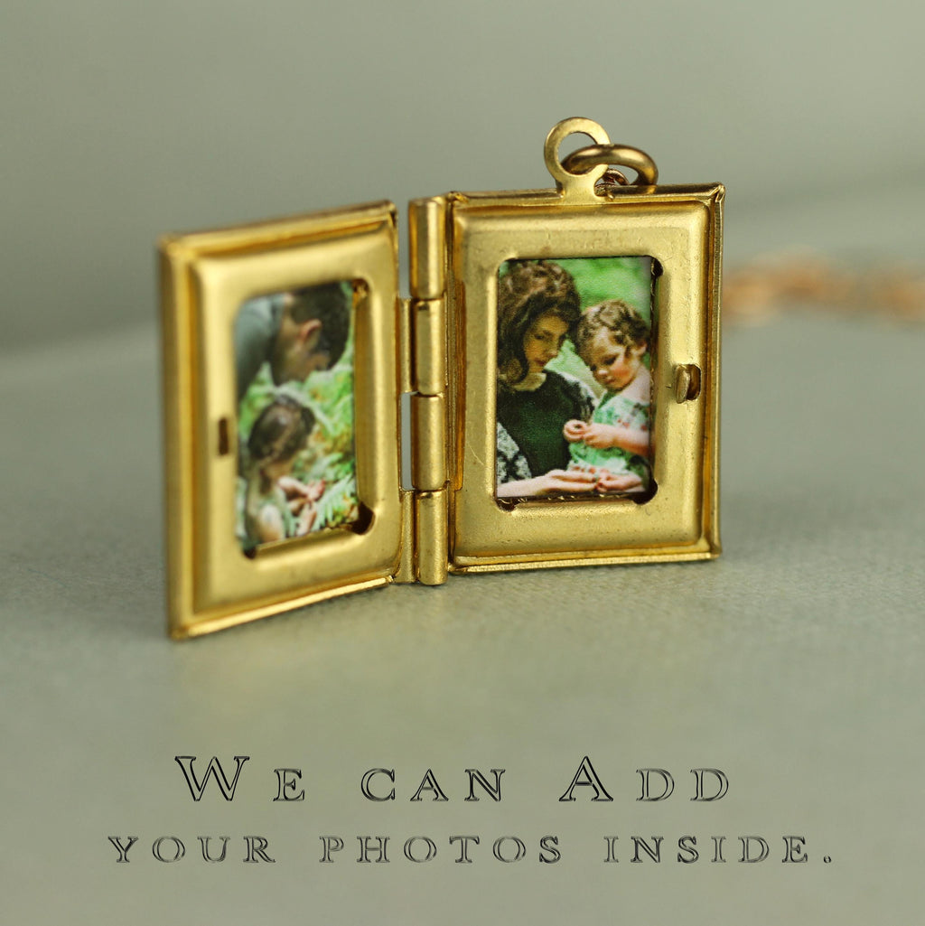 Personalized Book Locket Photo Necklace: Literary Gift with Hidden Message LKGP-12
