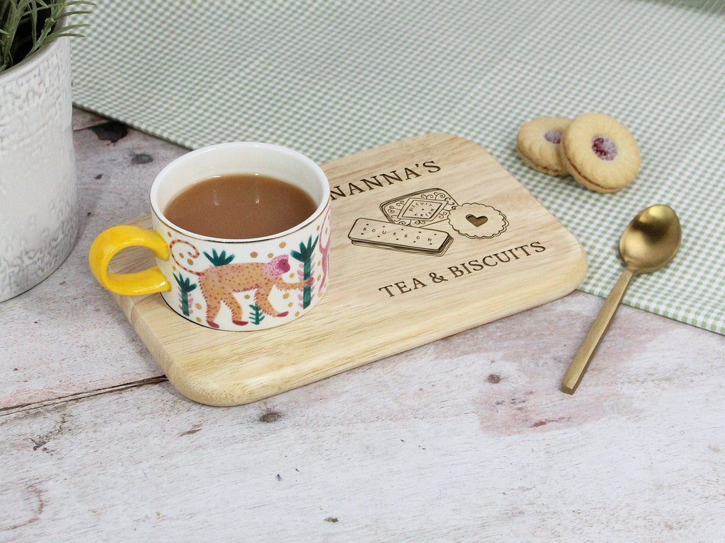 Custom Tea & Biscuit Board, Engraved Wood Treat Tray, Gift for Nanna, Grandma, Granny