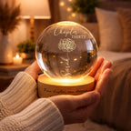 Custom Birth Month Flowers LED Night Light – Personalized Crystal Ball