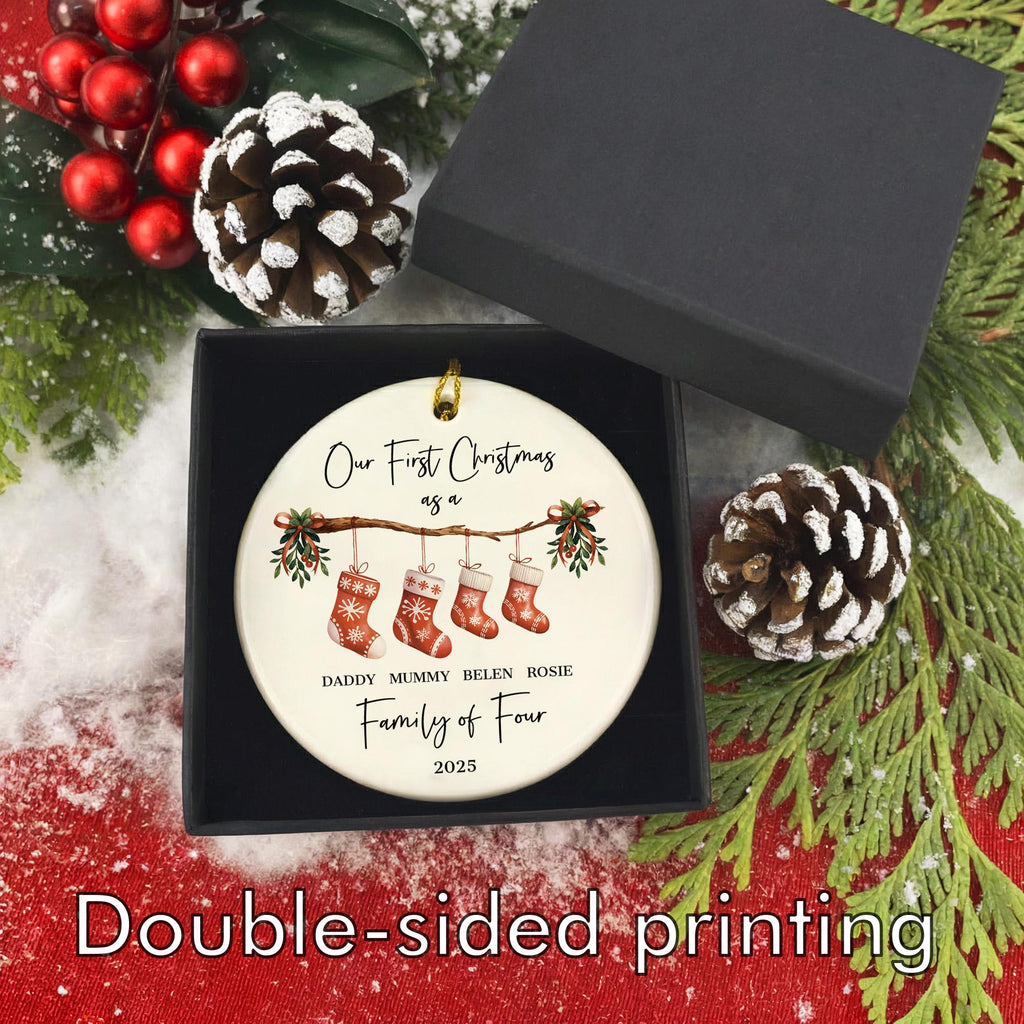Personalised First Christmas as a Family of 4 Ornament, Baby First Christmas Tree Ornament, 1st Xmas Ornament 2025