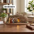 4 Layers Empty Tomb Easter Wooden Display – He Is Risen Cross Shelf Sign