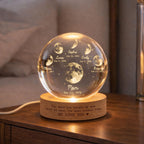 Personalized Moon Phase Crystal Ball LED Night Light – Mother's Day Gift