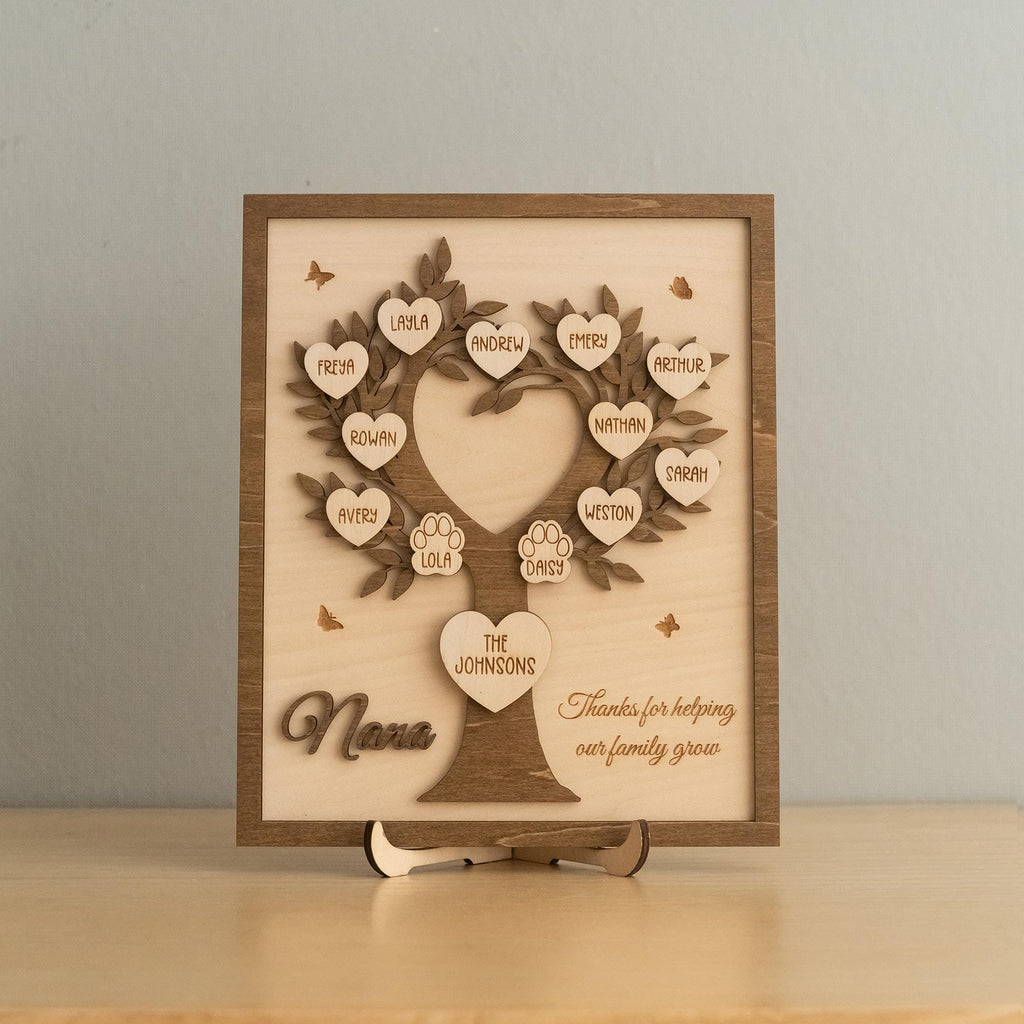Personalized Family Tree Wood Sign for Rustic Home Decor