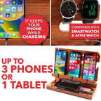 Wood Personalized Docking Station for Cell Phone, Tablet, Wallet, Gadgets, Watch, Keys, Accessories, Desk Organizer, Gifts for Men (Moroon)