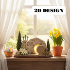 He Is Risen Empty Tomb 2D Wooden Block – Resurrection Scene Decor