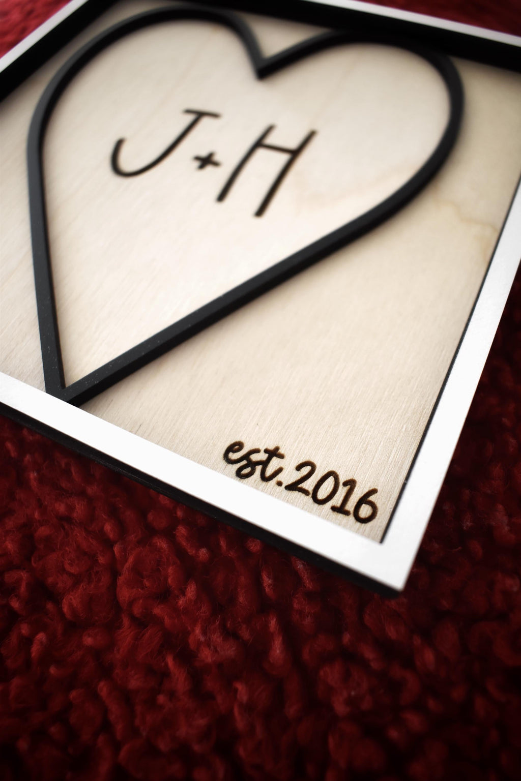 Personalized Dimensional Heart Sign – Custom Initials & Est. Year – Romantic Valentine’s Day Gift for Couples – Handmade Keepsake