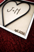 Personalized Dimensional Heart Sign – Custom Initials & Est. Year – Romantic Valentine’s Day Gift for Couples – Handmade Keepsake
