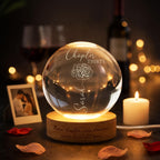 Custom Birth Month Flowers LED Night Light – Personalized Crystal Ball