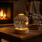 Personalized Wildflower Crystal LED Ball – Mom & Grandma Night Light