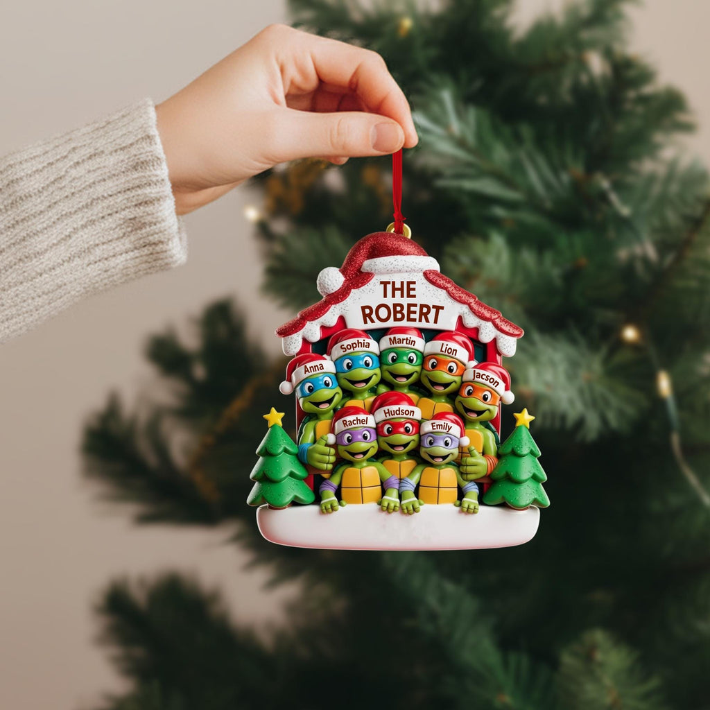 Personalized Ninjja Turtlesss Family Christmas Ornament, Custom Family Name Decor, Large Family Ornament for Grandparents