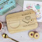 Custom Tea & Biscuit Board, Engraved Wood Treat Tray, Gift for Nanna, Grandma, Granny