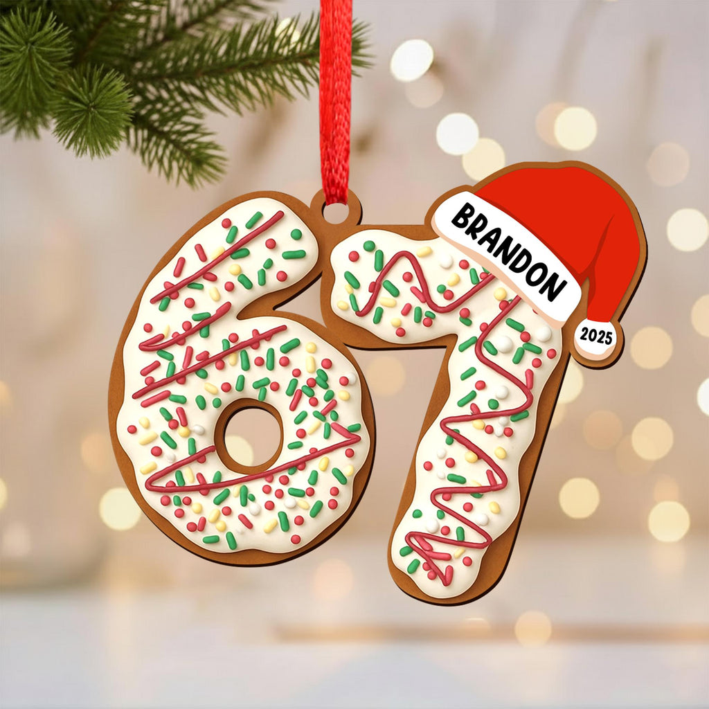 Personalized Name Six Seven Ornament, Funny Six Seven 67 Ornament, Christmas Santa 67 Ornament, Gen Z, Gen Alpha Teenager Ornament