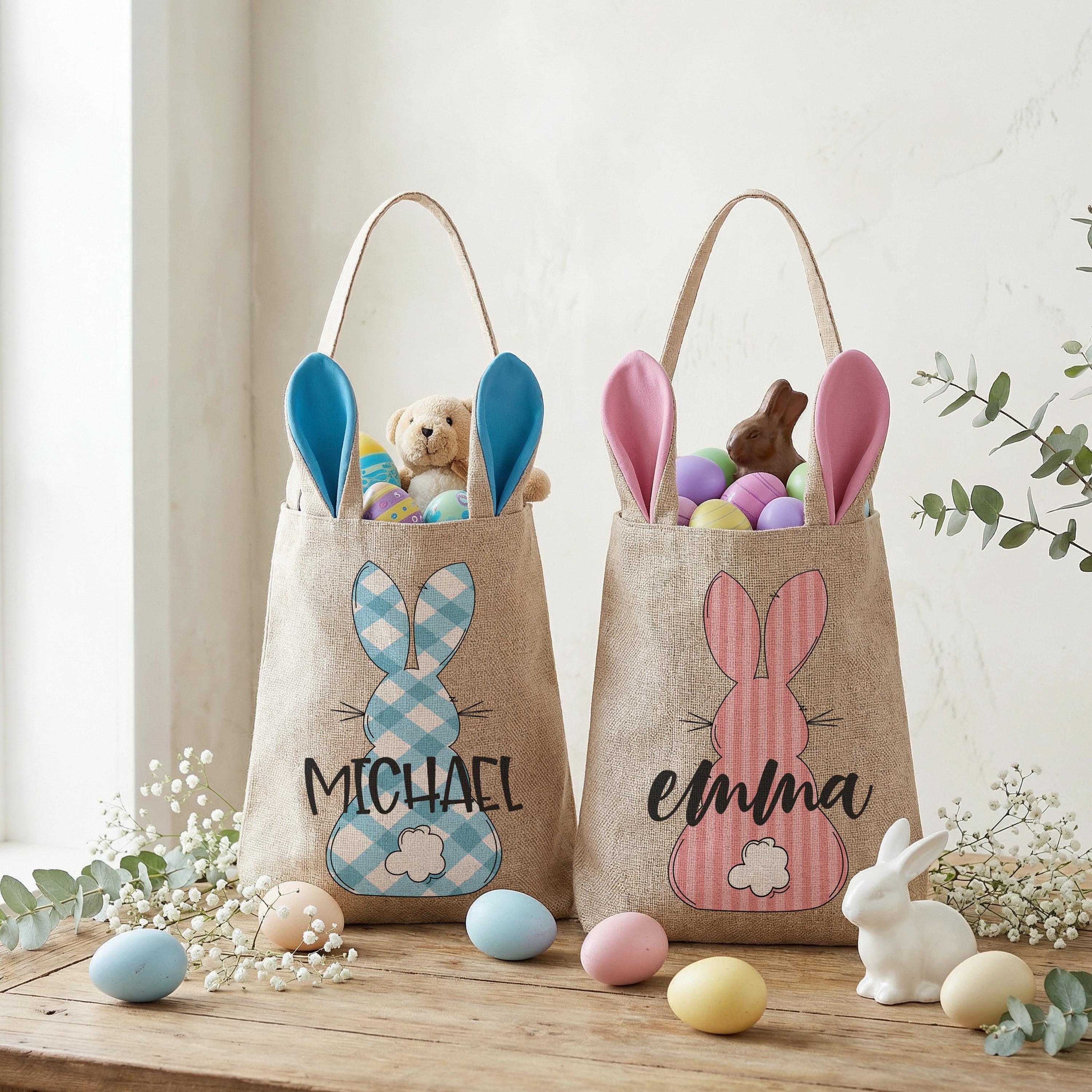 Personalized Easter Bunny Bag with Name – Kids Easter Egg Hunt Basket