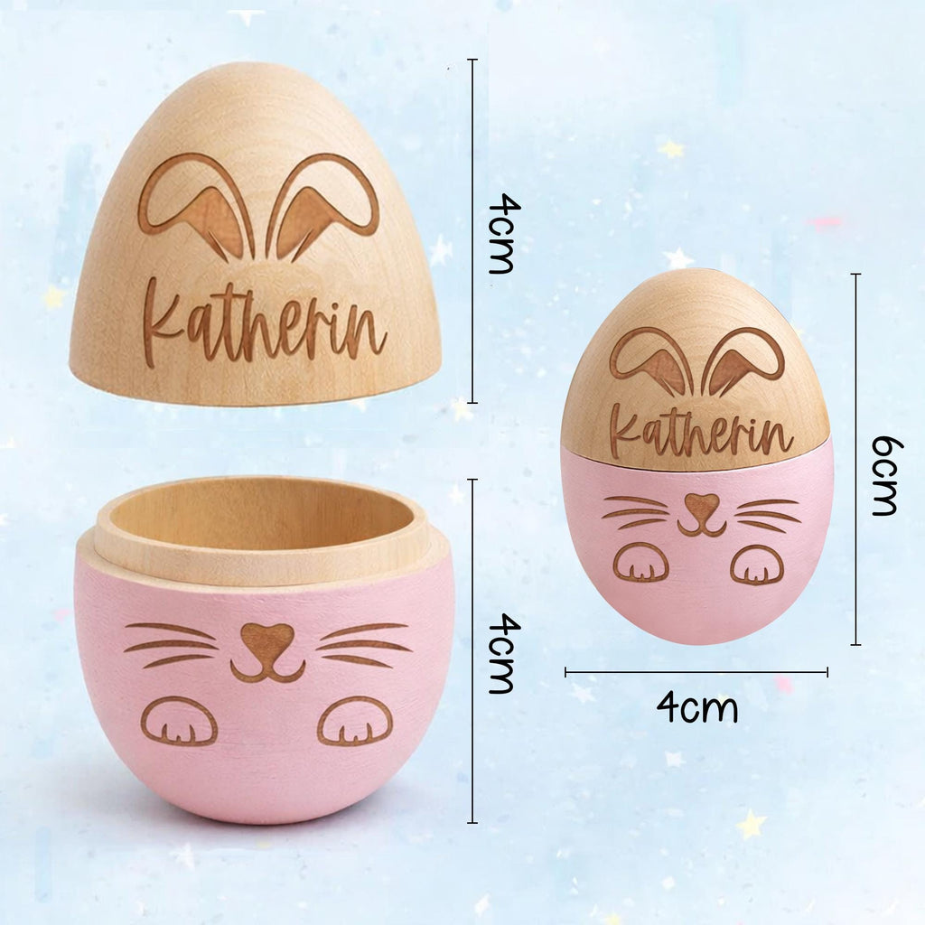 Personalized Wooden Easter Egg - Engraved Beech Wood Keepsake, Fillable Surprise Egg