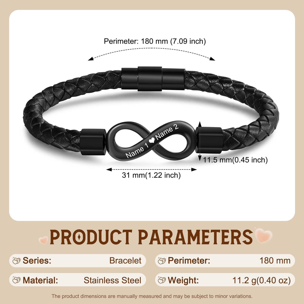 Personalized Infinity Couple Bracelets with Custom Names, Matching Gift for Him and Her