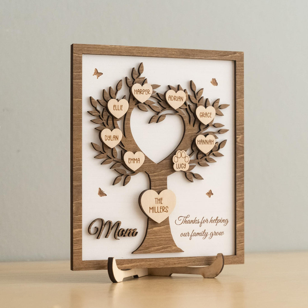 Personalized Family Tree Wood Sign for Rustic Home Decor
