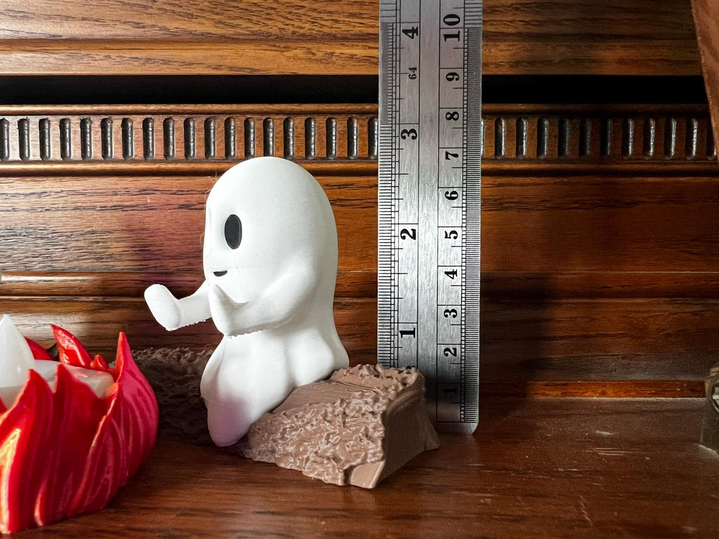Ghost Campfire Gathering | Spooky Halloween Decor | Cute Ghost Figurine Set | Campfire Display | Haunted Ghost Scene | Ghost adventures