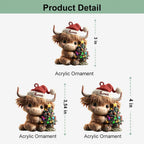 Personalized Highland Cow Christmas Ornament, Highland Cow Ornament Hanging, Funny Cattle Ornament, Highland Cow Lovers Gift