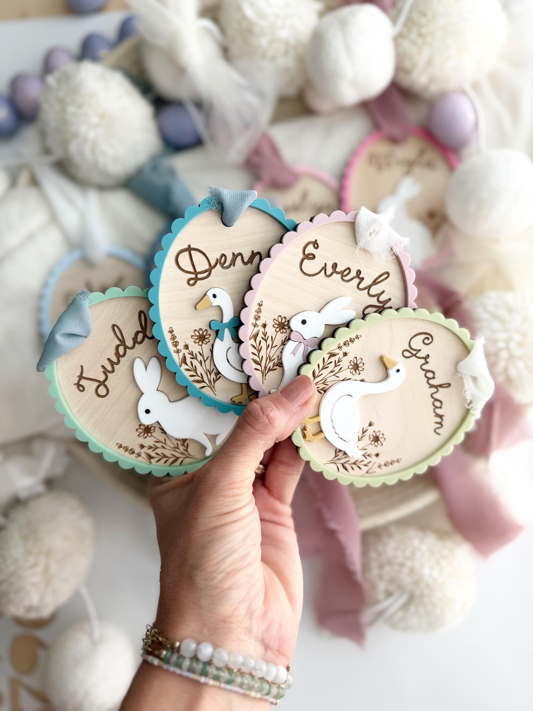 Custom easter name tags – Personalized bunny gift tag