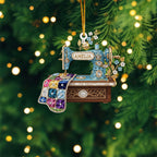 Personalized Sewing Machine Ornament, Custom Quilter Christmas Decor, Quilting Studio Decor