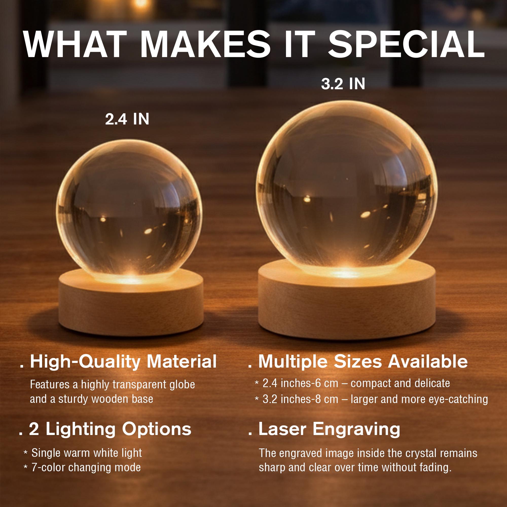 Personalized Moon Phase Crystal Ball LED Night Light – Mother's Day Gift