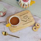 Custom Tea & Biscuit Board, Engraved Wood Treat Tray, Gift for Nanna, Grandma, Granny